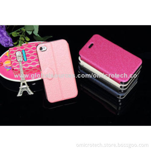 Leather Mobile Phone Cases for iPhone 4, OEM Orders Welcomed